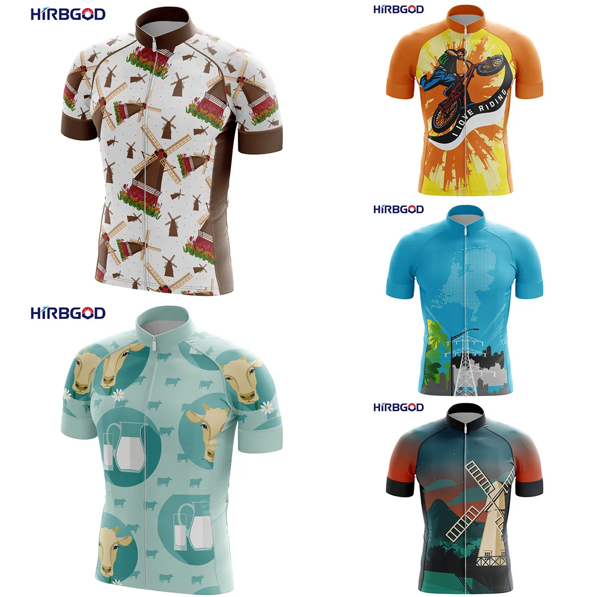 

HIRBGOD for Holland Pattern Support Customization Fietskleding voor heren Men's Breathable Bike Shirt Funny Cycling Jersey