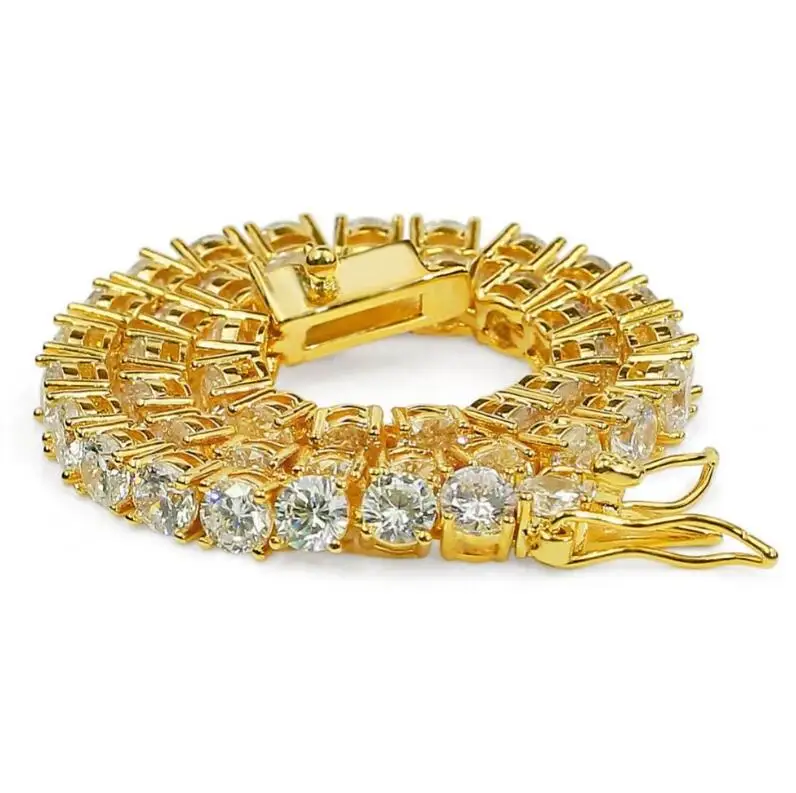 

Hot Sell 4mm Gold Plated Tennis chain Bracelet Fine Ice Jewelry