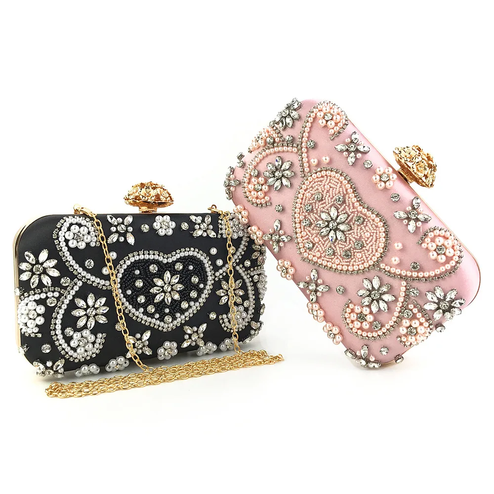 

Handmade bead embroidered diamond fashion crystal clutch evening bags women crossbody bags 2020 purses and handbags shoulder bag, Accept customizable color