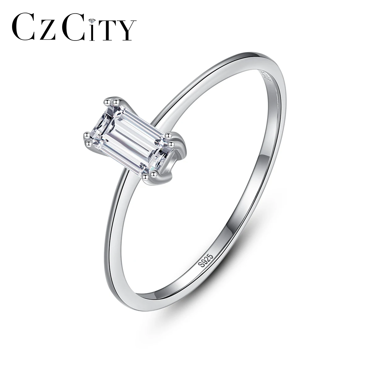 

CZCITY High Quality Wholesale 925 Sterling Silver Ring with Cubic Zircon Stackable Thin Minimalist Jewelry for Engagement