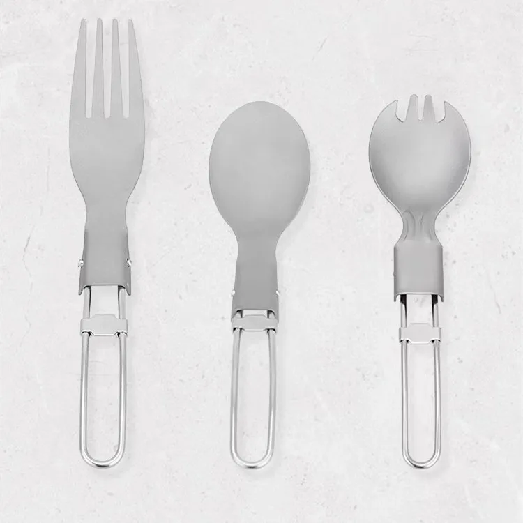 NH Camping Foldable Pure Titanium Folding Knife Fork Spoon-Lightweight 17g Environmentally Friendly Outdoor Tableware