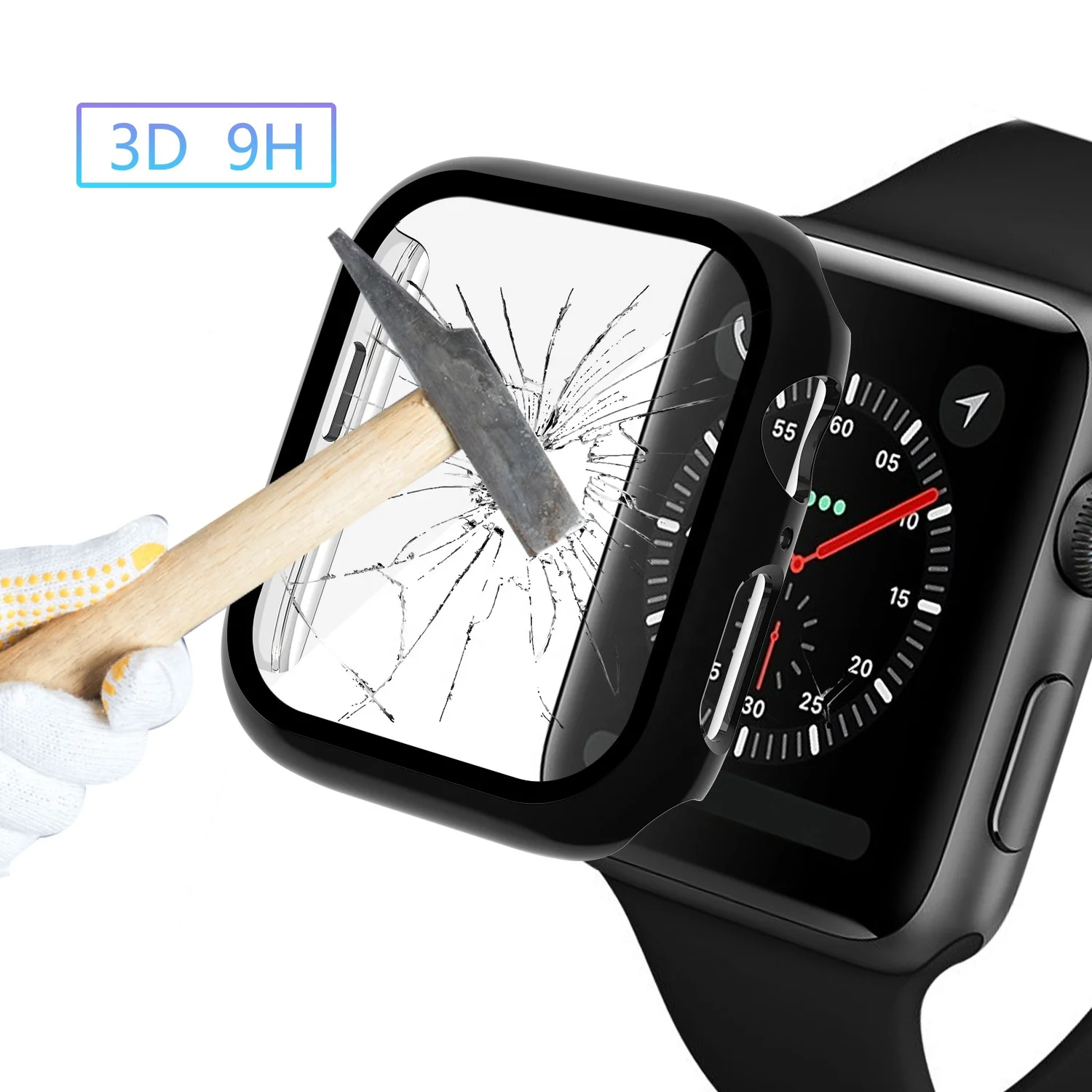 

BOORUI 3D protective case for Apple watch Watch case ultra-thin plated watch case for Apple 4 40MM 44MM, Black