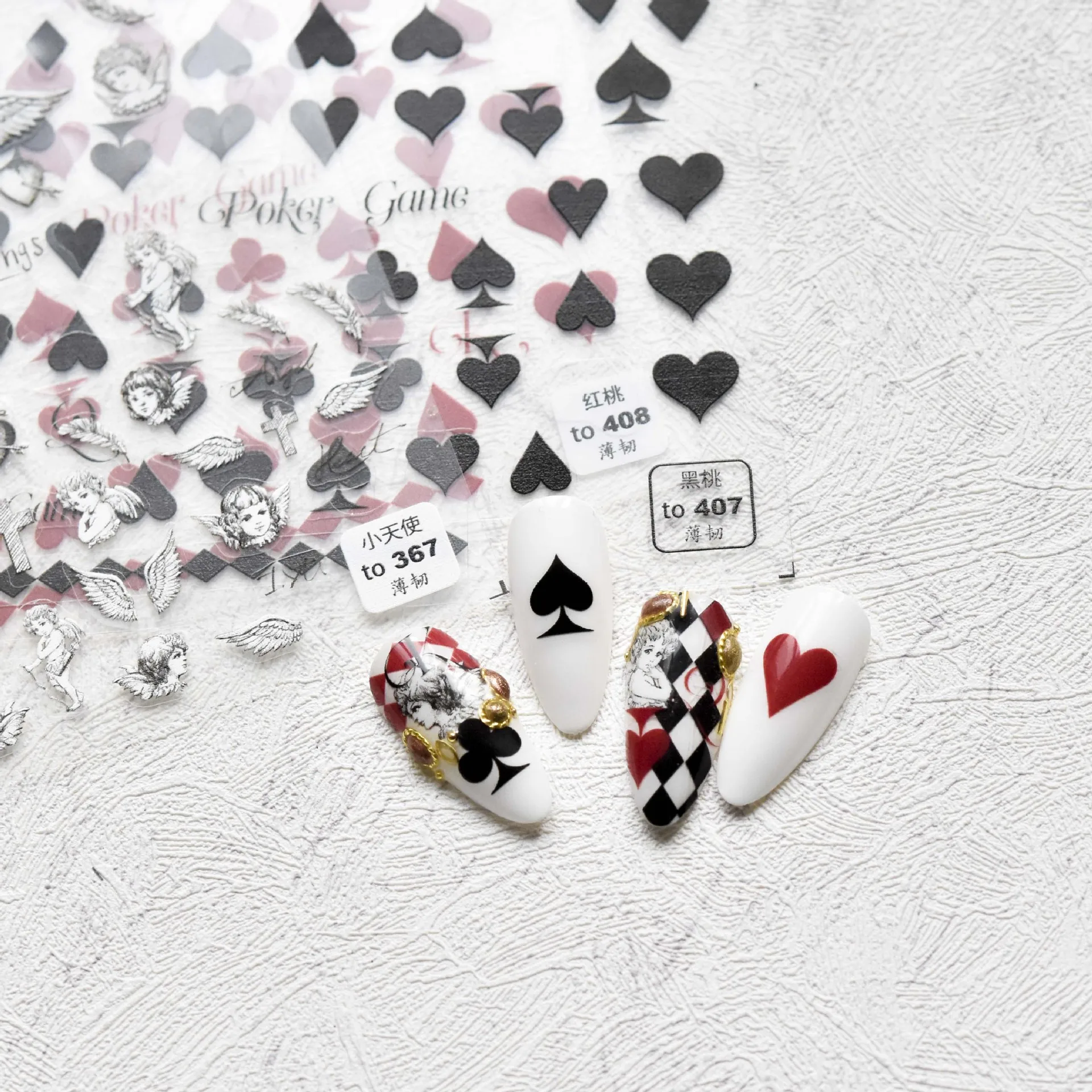 

Tomoni manicure sticker poker heart star moon nail sticker, Various