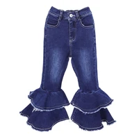 

2020 hot sell Tiered Buffle Baby and Kid Bell Bottom Jeans customizable