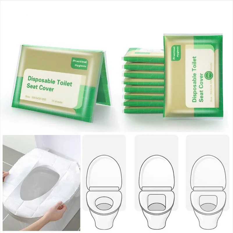 

10 Sheets Outdoor Flush-able Toilet Seat Cover Disposable Paper Anti Bacteria Toilet Seat Cushion Sanitary Paper Toilet Mat