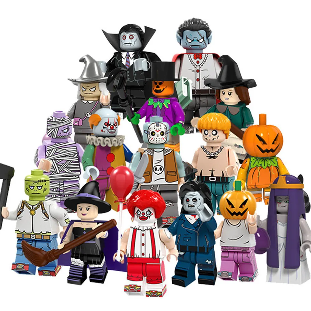 

Free shipping!! 16pcs/set Halloween Pumpkin Figures Assemble Model Assemble Building Bloks Bricks Toys