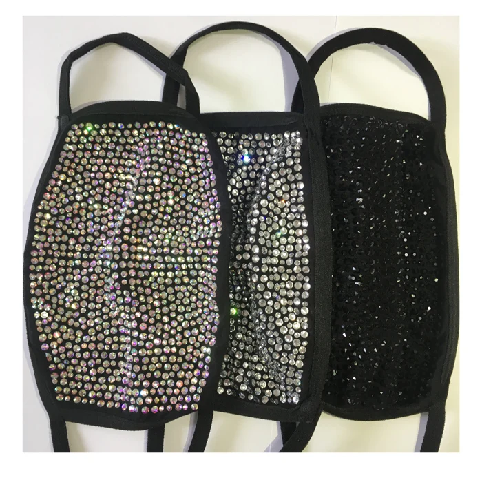 

Wholesale Crystal AB Rhinestones Breathable Fabric Face Mask-s With Filter, Crystal siam