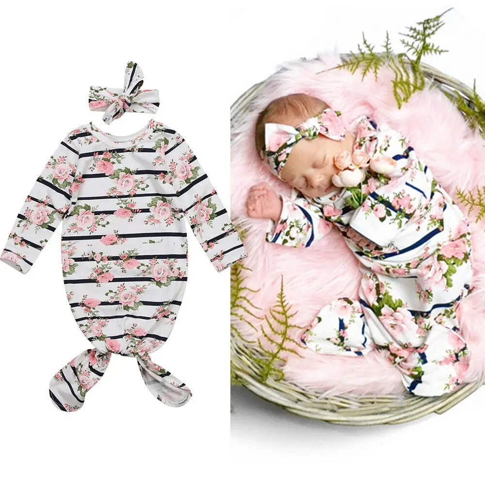 Baby Girls Outfit Floral Romper Headband 2Pcs Clothes