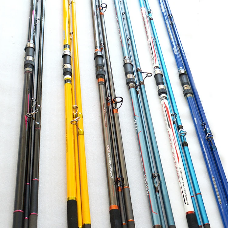 

Weihai factory price 4.2M carbon fishing rod blanks Fast action surf casting fishing rod, Black /blue/yellow
