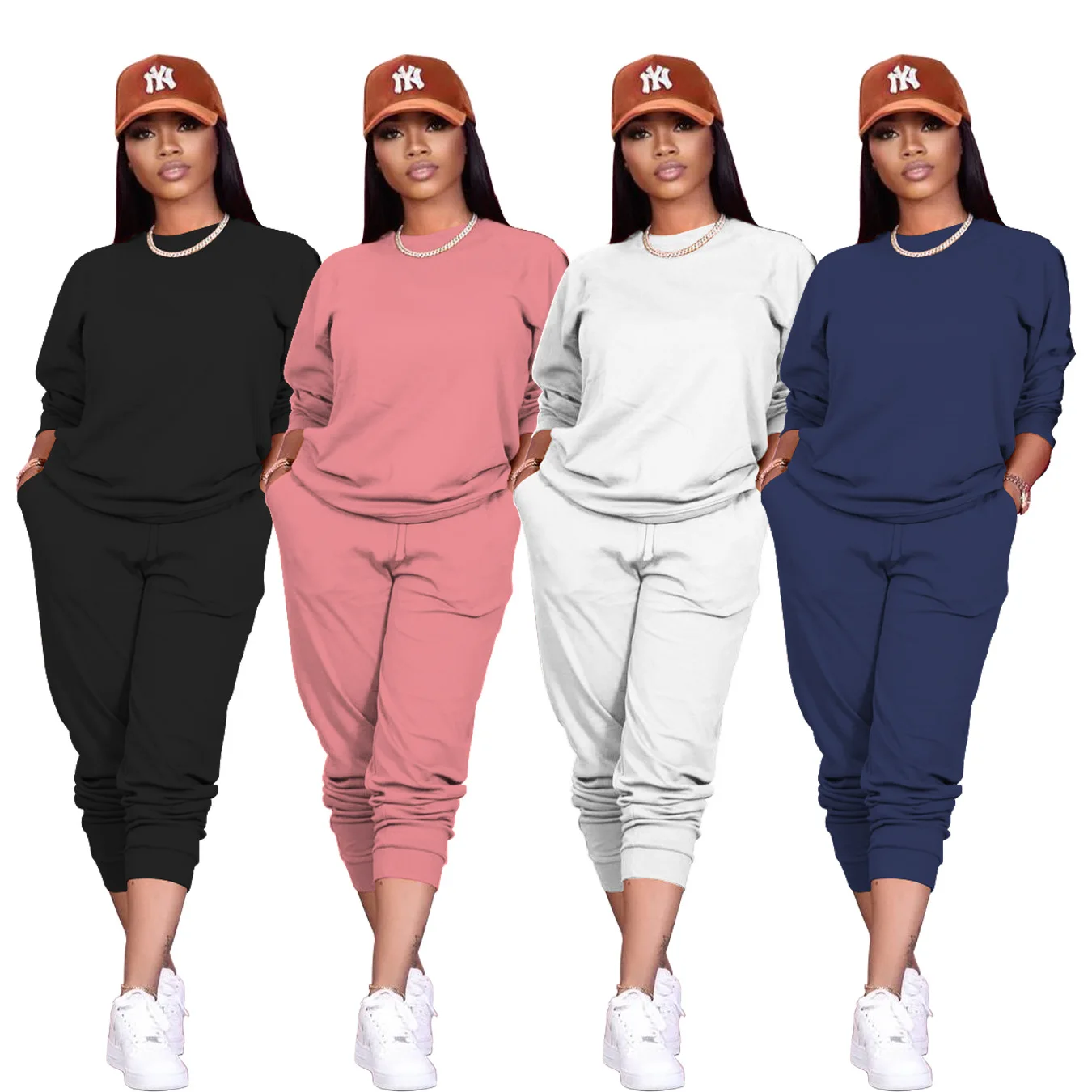 

Clothing Vendors Solid Color Womens Tracksuits 2 Piece Set Loose Cute Women Clothing Long Sleeve Cute Outfits For Women