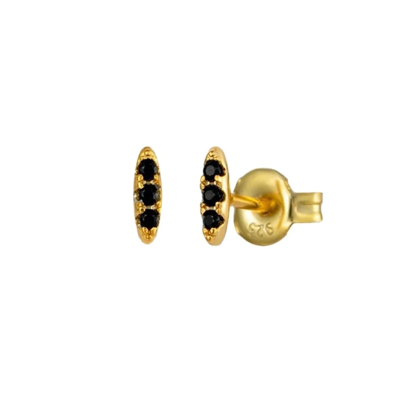 

Black Stone Dainty 925 Sterling Silver Bar Stud Earring Fashion jewelry Wholesale