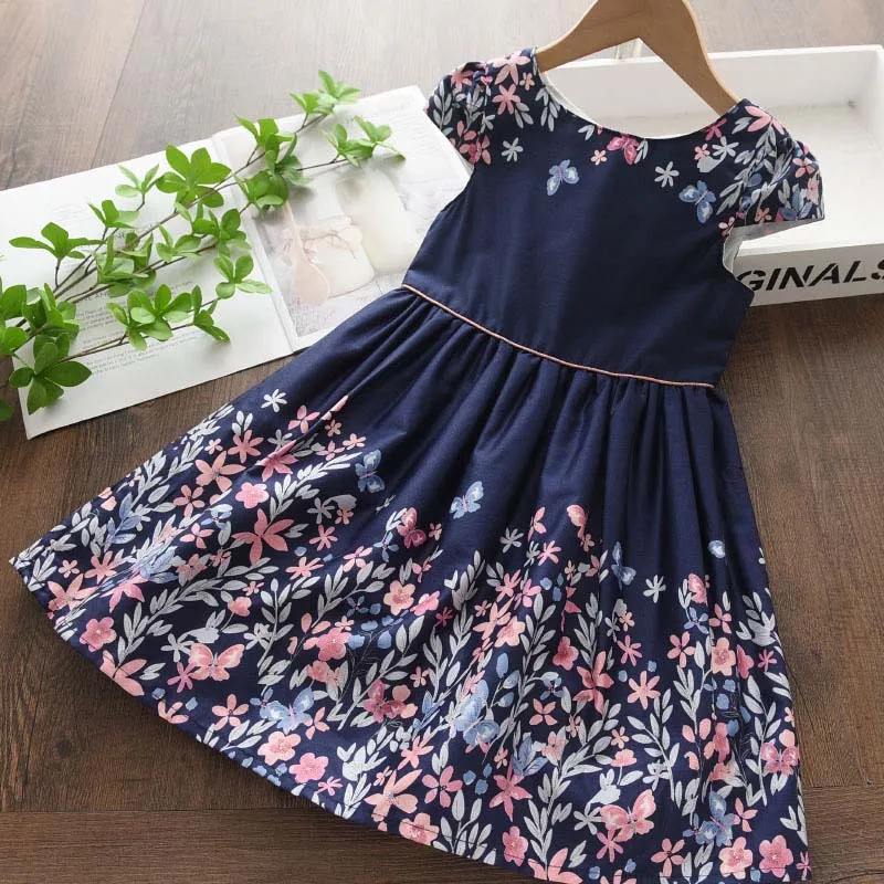 

Girls Flowers Dresses New Summer Kids Baby Flowers Costumes Children Fashion Sleeveless Vestidos Casual Outfit 3-8Y