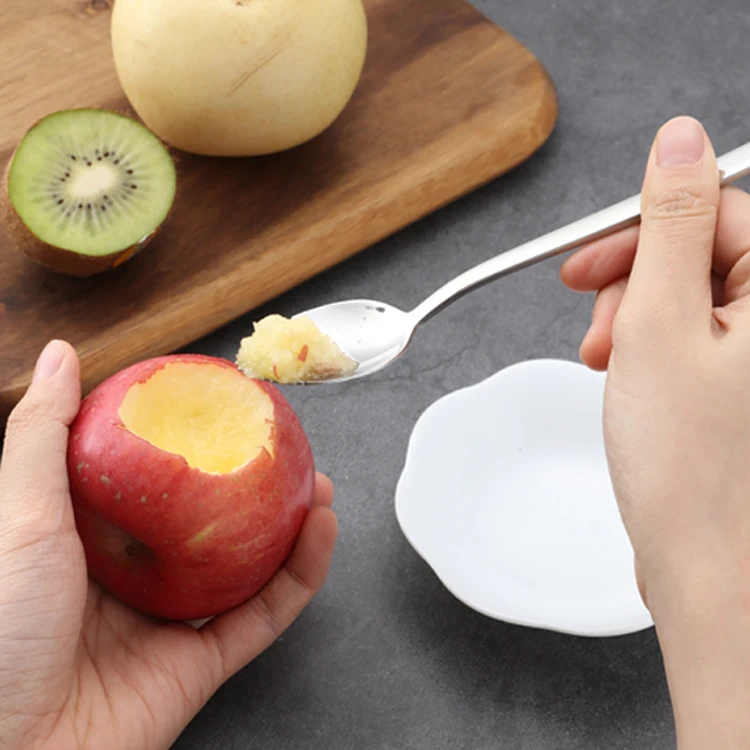 

hot selling items small spoon high quality stainless steel fruit spoon for apple, Silver