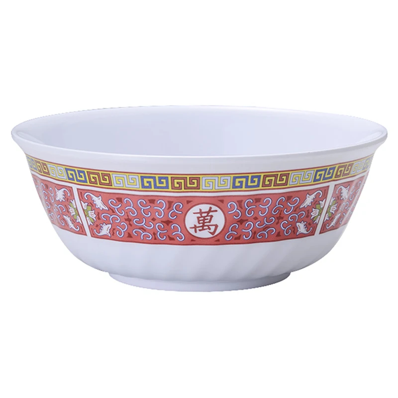 

9 inch red color Durable Proof Floral Design Asian melamine round bowl, Multicolor