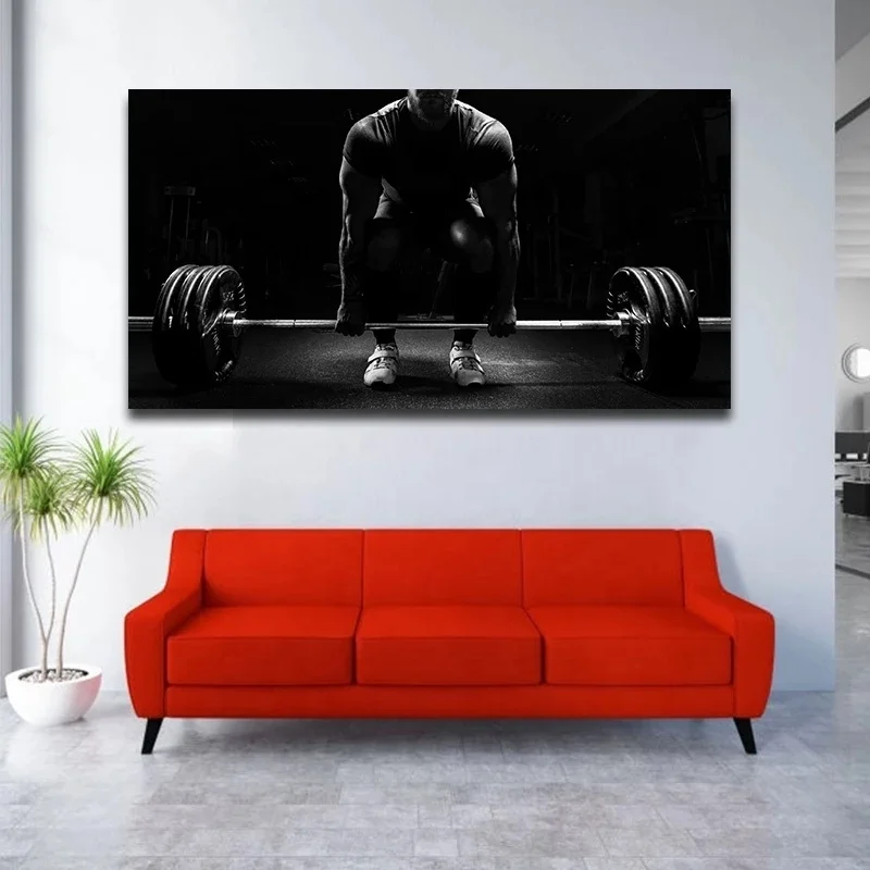 

Weight Lifting Man Poster Bodybuilding Fitness Workout Poster Wall Art Canvas Painting Posters and Prints for GYM Decor