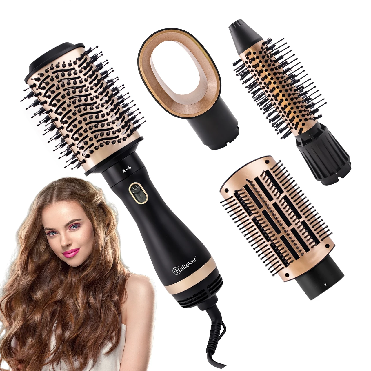 HATTEKER HT-300 Hair Dryer Brush Blow Dryer Brush 4 in 1 Hair Dryer Brush Hot Comb Electric Hair Straightener