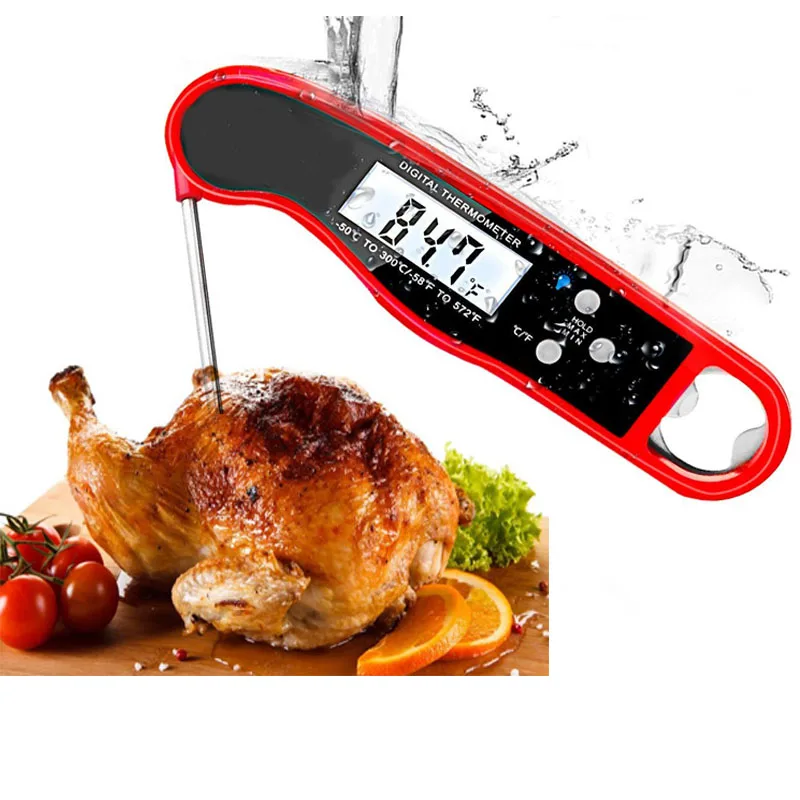 

Digital Blue Screen Backlight Kitchen Usage Instant read Thermometer Food Liquid Meat Probe Testing, Red /black/customized