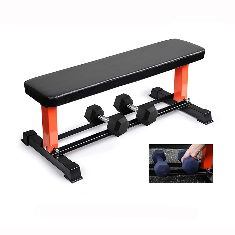 

customised logo commercial grade physionics dumbbell bench press practice workout / heavy duty flat bench with weight storage, Any custom color