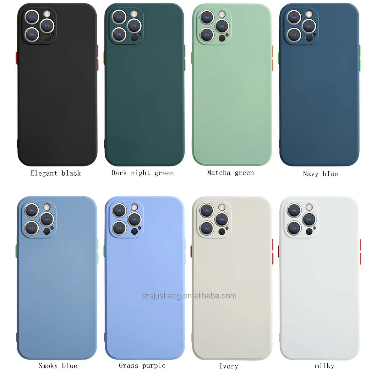 

2021 new color contrast liquid silicone mobile phone soft case for iPhone 11 Promax phone all-inclusive protection 8plus xr, 12 colors