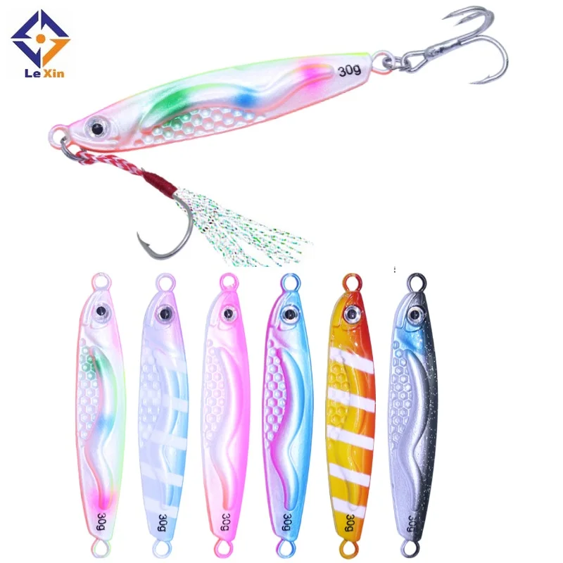 

10g 20g 30g 40g Pesca Slow Pitch Jigging Lure Peche Trout Bass Bait Long Casting Metal Artificial Lead Fish, 6 colors