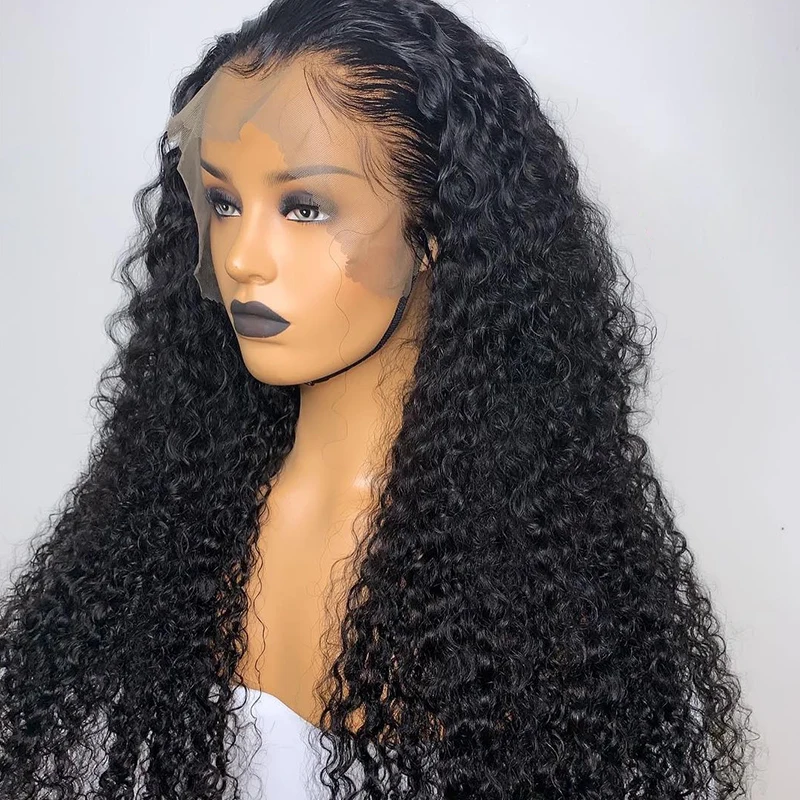 

Addictive Unprocessed Deep Curly Brazilian Human Hair Water Wave Wig With Baby Hair Afro Curly HD Lace Front Wig For Black Women