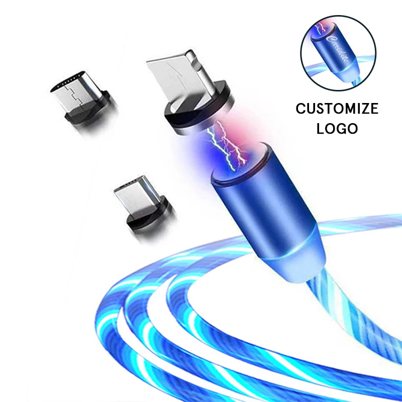 

2021 Amazon Hot Products Usb Cable 3-In-1 For Led Color Light-Emitting Lamp Magnetic Charging Wire Factory Wholesale, Flowing light