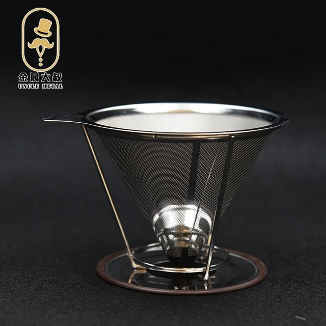 
Coffee strainer filter cup stainless steel filter drip funnel filter free paper ultra-fine household 