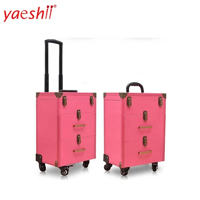

Yaeshii Professional Aluminum Handle Multi-layer Drawer Makeup Kit Box ABS Makeup Trolly Case