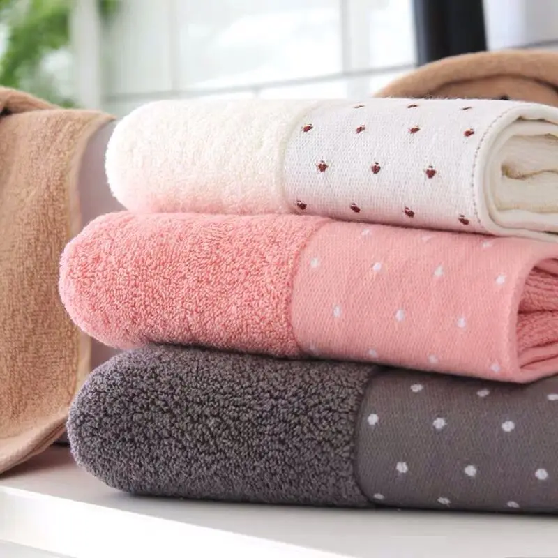 
China wholesale dot cotton home bath towel face towel 34x75,110g 