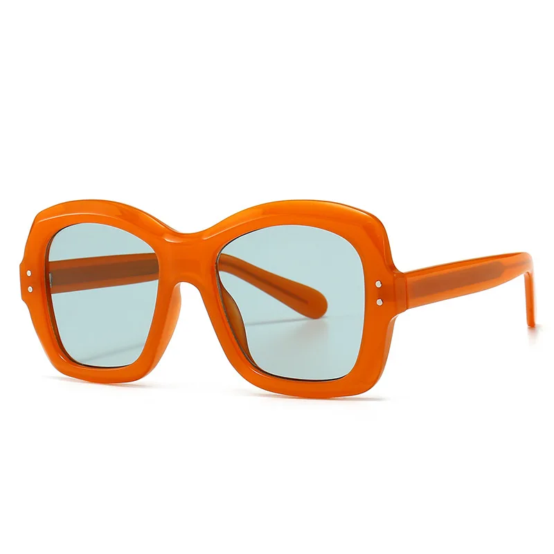 

2021 New Hot Selling High Quality Vintage Oversized Big Frame UV400 PC Lens Black Oraange Clear Sunglases Women Men Sun Glasses