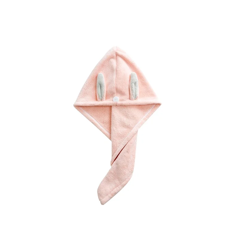 

Winter Thickened Coral Fleece Hair Wrap Cute Rabbit Ears Skin-friendly Towel Adjustable Rapid Hair Drying Cap For Girls Women