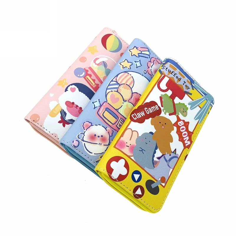 

Spot fashion game machine dinosaur bear PU wallet students long wallet single pull bag cosmetic bag mobile phone bag factory who, 3 colors