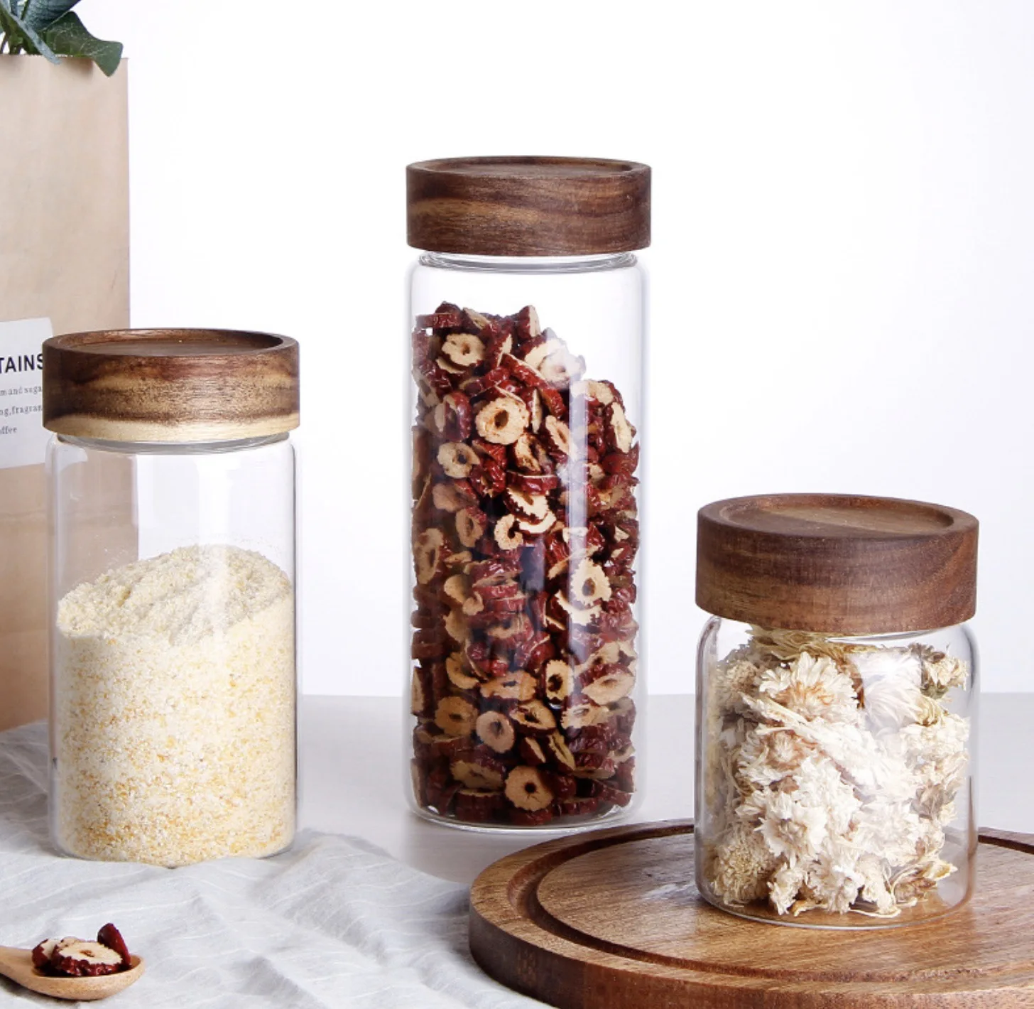Coffee & Tea Set Glass Bottles Wholesales Kitchen Food Storage & Container Jar Bottles With Screw Lid