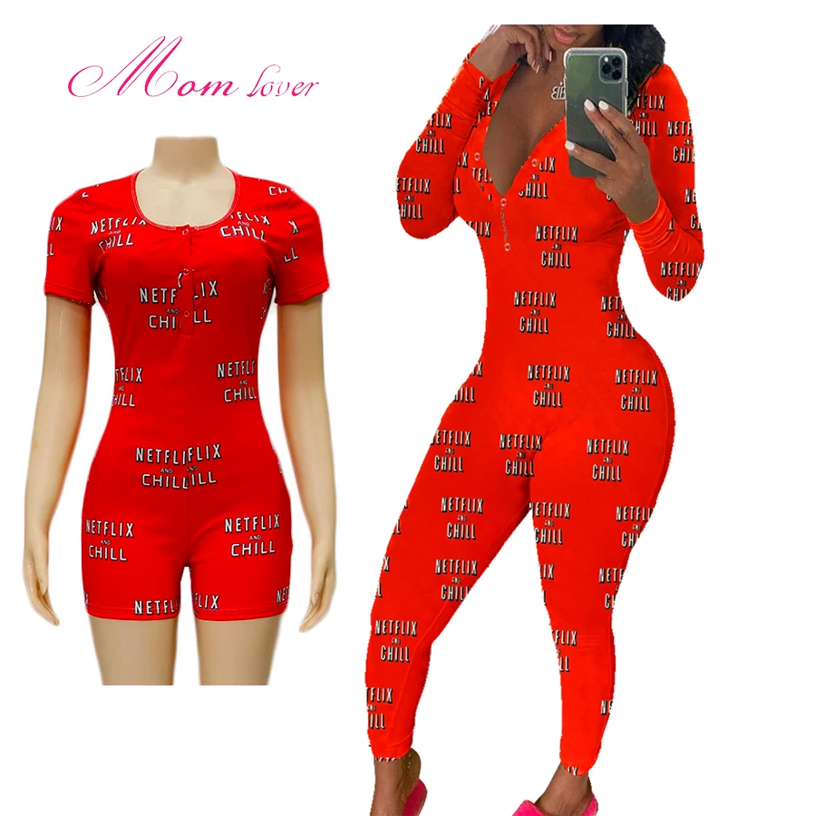 

2020 wholesale mom lover women designers netflix and chill onesie adult, As pic