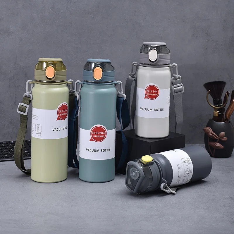 

HYB OEM Outdoor Stainless Steel Large-capacity Thermos Cup With Bounce Cover For Student Water Cup With Straw