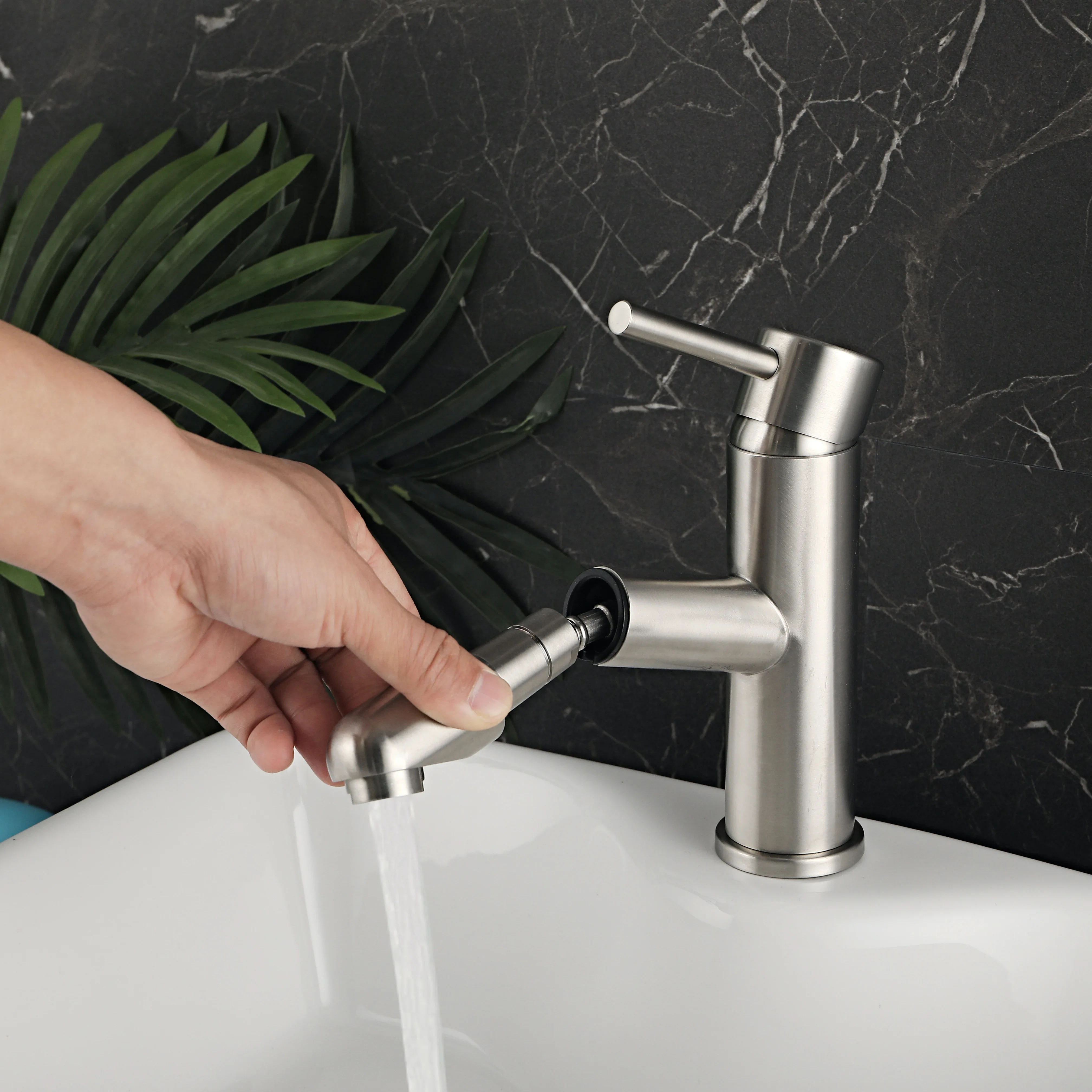 
pull out long tube basin faucet stainless steel material high quality no rush reasonable price for bathroom 