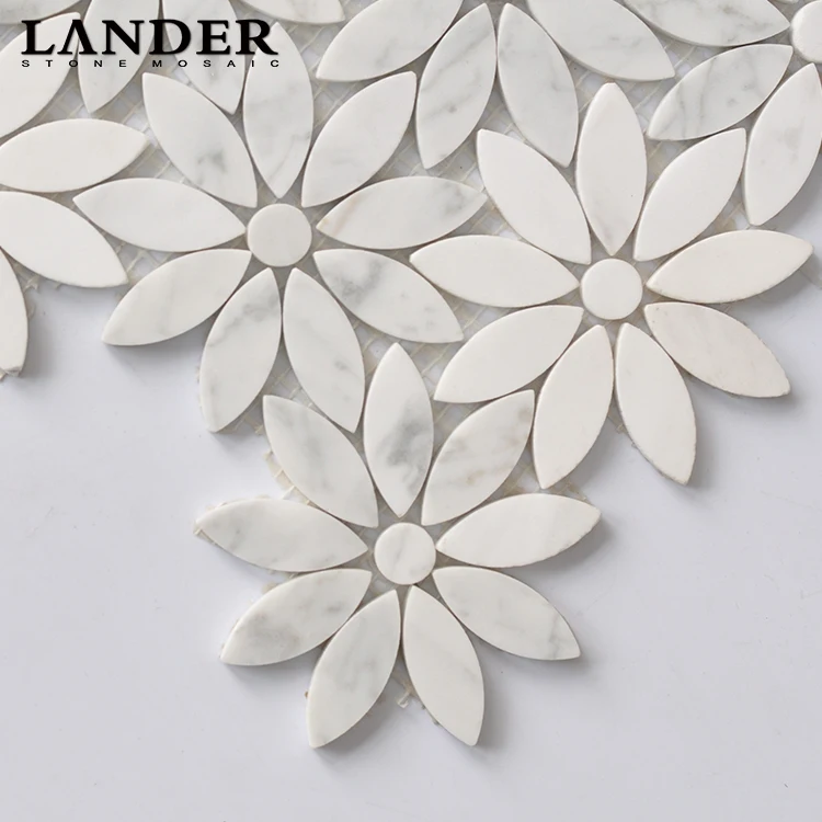 
carrara white marble mosaic tile flower shape new design 