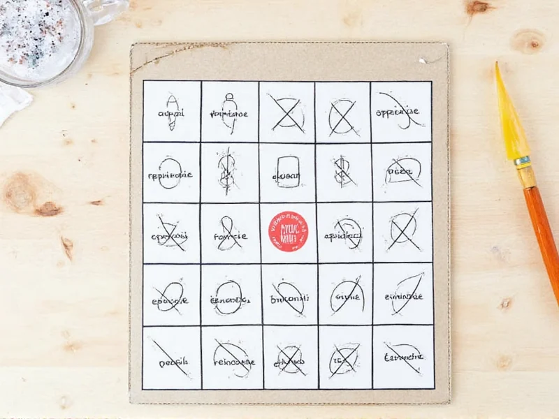Step-by-step hand-drawn bingo card creation on recycled paper