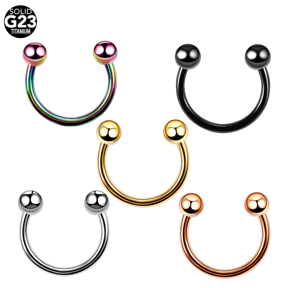 Titanium Horseshoe Ring Lip Ring Nose Ring Labret Piercing Ear Cartilage Helix Earrings Trendy Jewelry