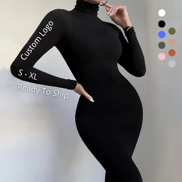 

Fall Custom Logo Plus Size Long Solid Color Turtleneck Casual Bodysuits Long Sleeve Pants Lady Jumpsuits