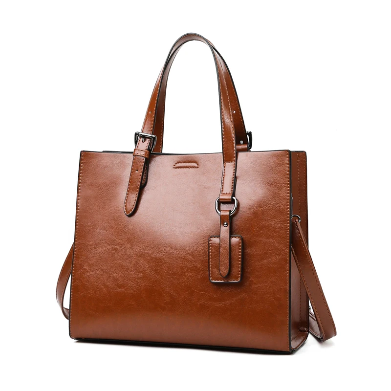 

High quality bags women fashion trendy brown simple tote handbags pu leather, 3 colors