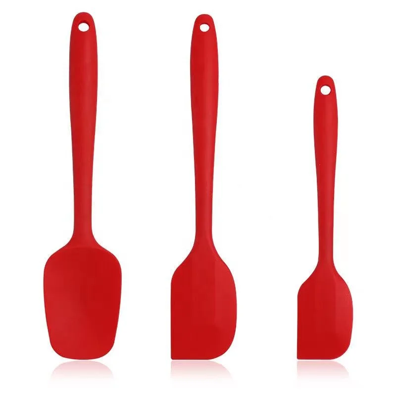 

Heat Resistant Food Grade 3 Pack Kitchen Cooking Tools Utensil Set 11" Large Silicone Spatula Set, Red,black,pink,green
