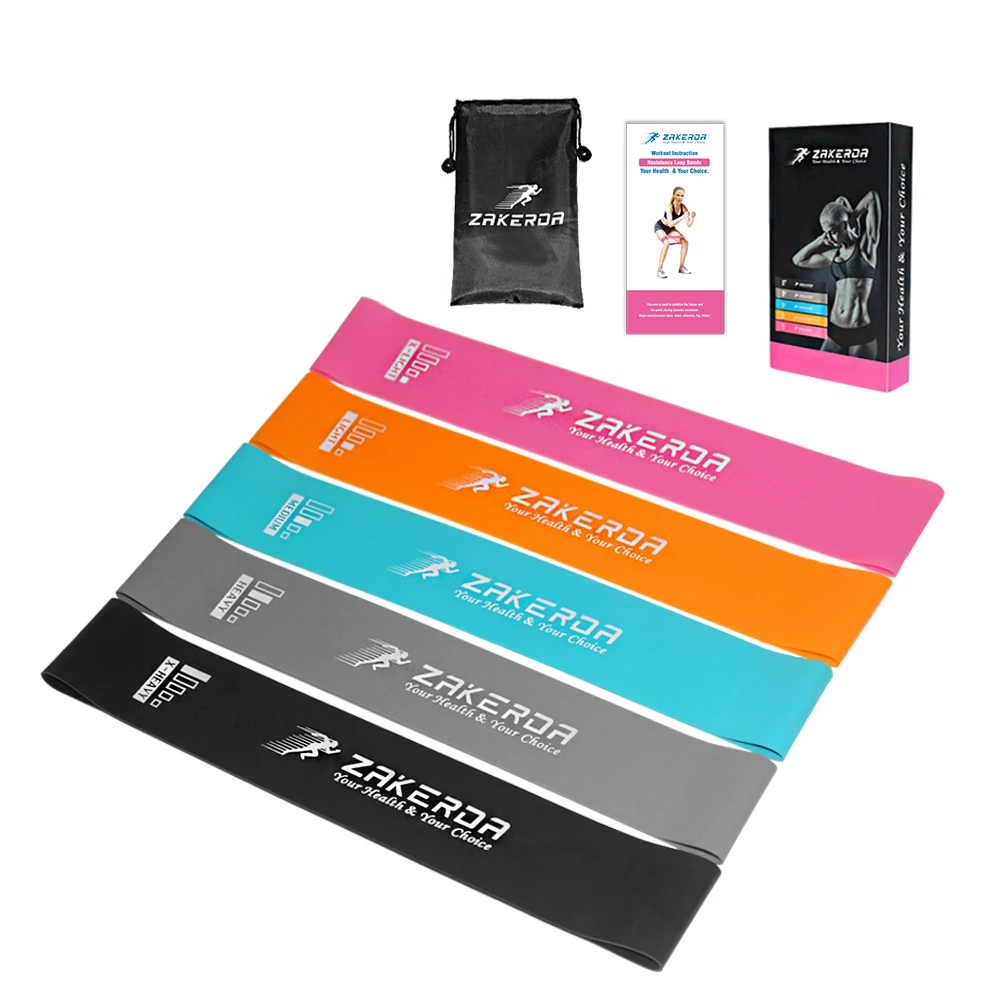 

100% latex fitness band sets gym home exercise leg resistance bands with logo