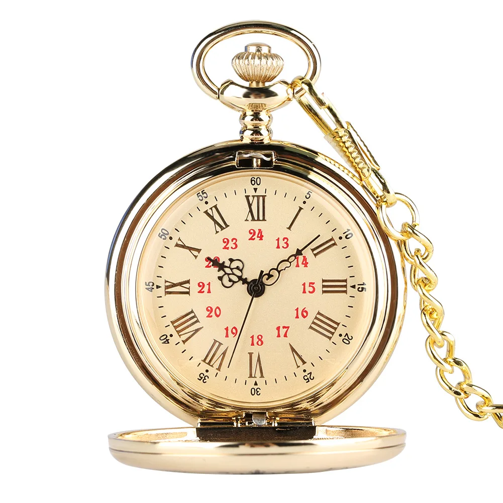 

Birthday Gift Festival Gift Vintage Roman Numerals Scale Quartz Pocket Watch with Chain, Black, silver