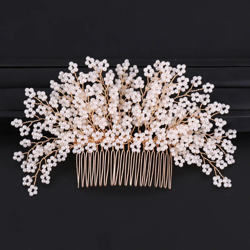 

Women Pearl Crystal Bridal Comb Graceful Women Pearl Wedding Head Accessories