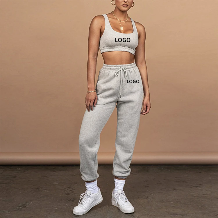 

fall set woman custom logo two piece pants set