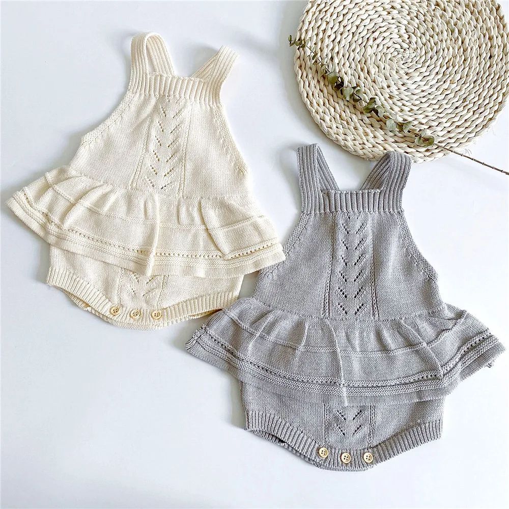 

2938A36 fall winter wholesale toddler infant baby girls' rompers jumper newborn kids clothing jumpsuit knitting