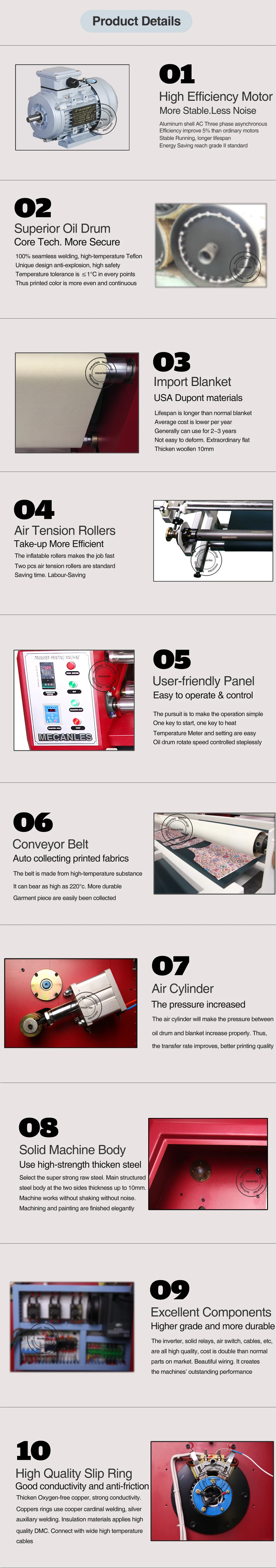 roller heat press detail