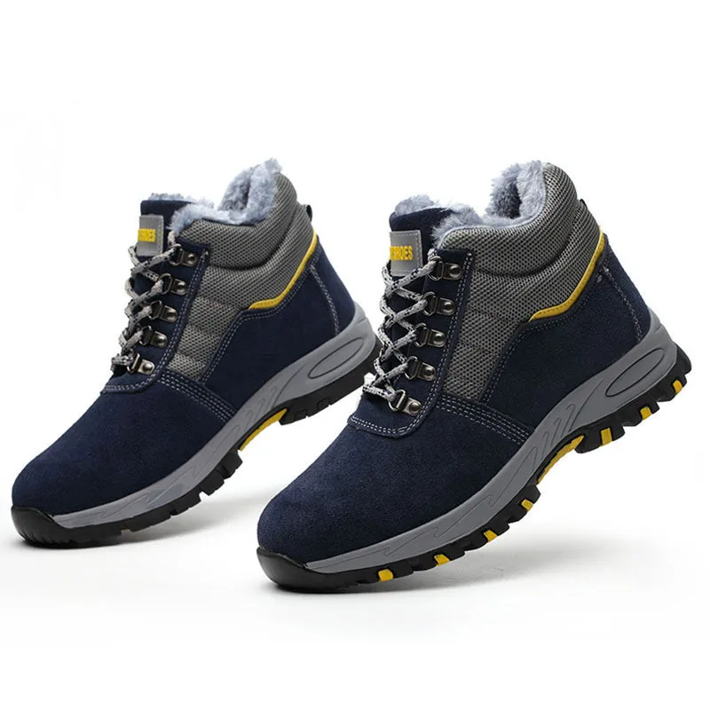 

Men Breathable Labor Insurance Shoes Rubber Sole Anti-smash Anti-puncture Women's Work Protective Winter Snow Boots Shoes, As the picture display