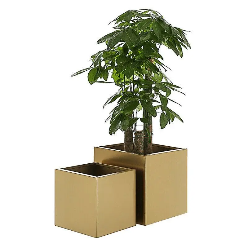 

Custom stainless steel gold square outdoor flower pot, Can be customized